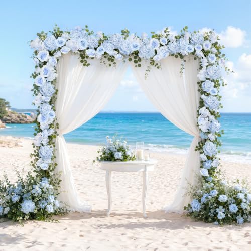 Total 12.4Ft Artificial Flowers Garlands for Decoration, Blue in Blue, alternate view 3