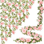 Total 12.4Ft Artificial Flowers Garlands for Decoration, Pink in Pink