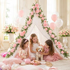 Total 12.4Ft Artificial Flowers Garlands for Decoration, Pink in Pink, alternate view 2