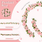 Total 12.4Ft Artificial Flowers Garlands for Decoration, Pink in Pink, alternate view 5