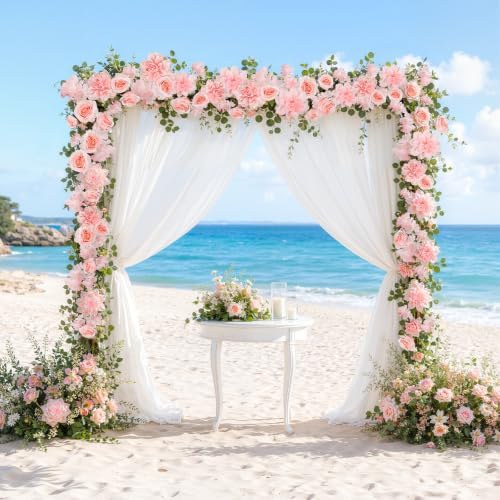 Total 12.4Ft Artificial Flowers Garlands for Decoration, Pink in Pink, alternate view 7