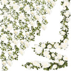 Total 12.4Ft Artificial Flowers Garlands for Decoration, White in White