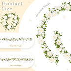 Total 12.4Ft Artificial Flowers Garlands for Decoration, White in White, alternate view 5