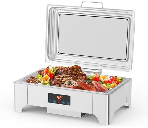Touch Screen Electric Chafing Dish 9L-Buffet Food Warmer with Glass Lid