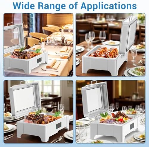 Touch Screen Electric Chafing Dish 9L-Buffet Food Warmer with Glass Lid, alternate view 3