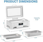 Touch Screen Electric Chafing Dish 9L-Buffet Food Warmer with Glass Lid, alternate view 6