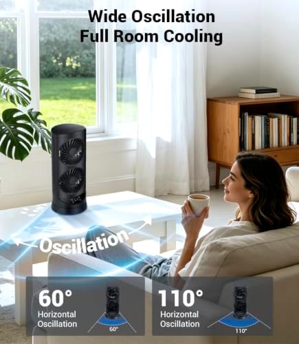 Tower Fan for Bedroom,24 ft/s Portable Desk Table Fan with Remote, alternate view 4