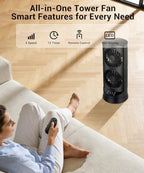 Tower Fan for Bedroom,24 ft/s Portable Desk Table Fan with Remote, alternate view 5