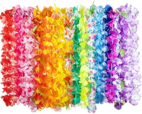 Toy 60 Counts Hawaiian Leis Bulk, Tropical Flower Lei Hawaiian Lei Beach Hawaii Luau Party Favor Decoration