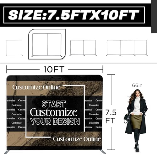 Trade Show Backdrop 7.5x10 FT - Double Sided Tension Fabric Display Stand with Aluminum Frame for Exhibition, alternate view