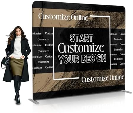Trade Show Backdrop 7.5x16.5 FT - Double Sided Tension Fabric Display Stand with Aluminum Frame for Exhibition