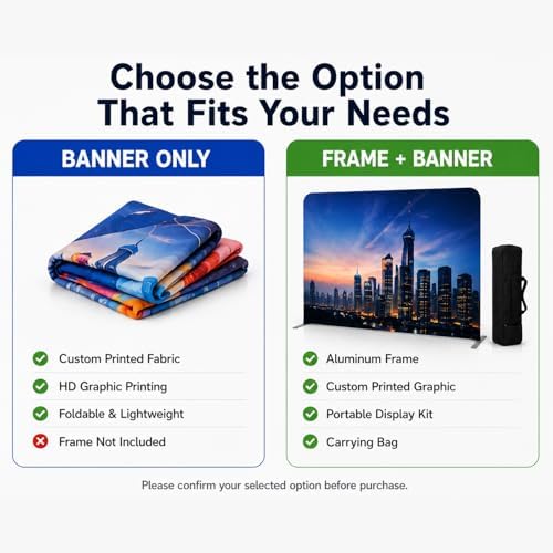 Trade Show Backdrop 7.5x16.5 FT - Double Sided Tension Fabric Display Stand with Aluminum Frame for Exhibition, alternate