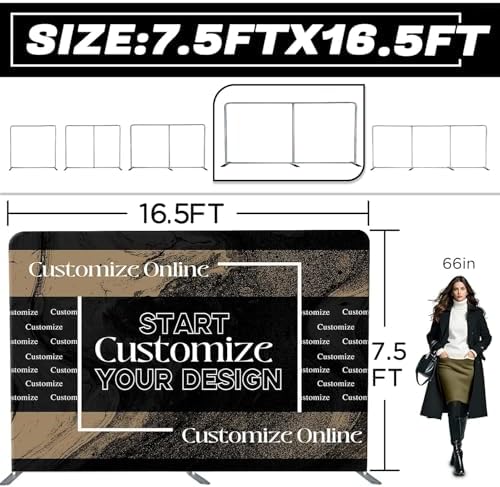 Trade Show Backdrop 7.5x16.5 FT - Double Sided Tension Fabric Display Stand for Exhibition Booth, Business Event, alternate