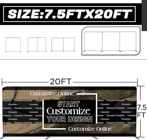 Trade Show Backdrop 7.5x20 FT - Double Sided Tension Fabric Display Stand for Exhibition Booth, Business Event &, alternate