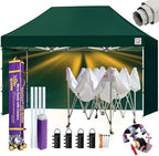 Tradesparker 10x15 Pop Up Tent with Sidewalls, Commercial Movable Canopy ApexCore LED & Rugged Casters-Instant