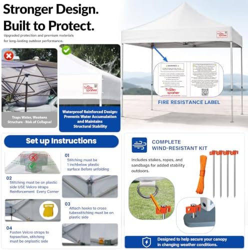 Tradesparker 8x12 Pop Up Canopy Tent, Commercial Movable Canopy with ApexCore LED&Rugged Casters-Instant Easy, alternate view