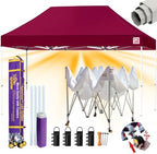 Tradesparker 8x12 Pop Up Canopy Tent, Commercial Movable Canopy with ApexCore LED&Rugged Casters-Instant Easy