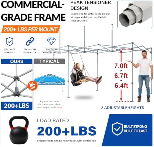 Tradesparker 8x12 Pop Up Canopy Tent, Commercial Movable Canopy with ApexCore LED&Rugged Casters-Instant Easy, alternate view