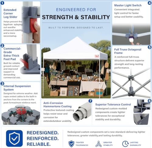 Tradesparker 8x12 Pop Up Tent with Sidewalls, Commercial Movable Canopy ApexCore LED & Rugged Casters-Instant, alternate view