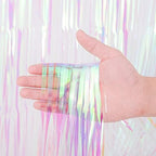 Transparent Foil Fringe Backdrop Curtains, 3.3x8.2ft, 3 Pack in 39.6" × 98.4" in 11 Iridescent, alternate view 2