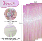 Transparent Foil Fringe Backdrop Curtains, 3.3x8.2ft, 3 Pack in 39.6" × 98.4" in 11 Iridescent, alternate view 3