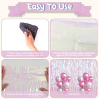 Transparent Foil Fringe Backdrop Curtains, 3.3x8.2ft, 3 Pack in 39.6" × 98.4" in 11 Iridescent, alternate view 4