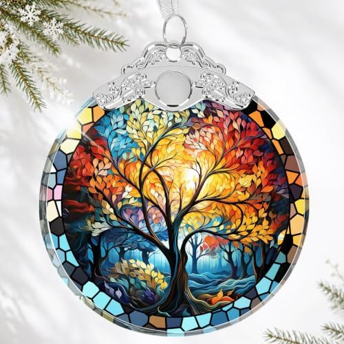 Tree of Life Crystal Glass 3" Hanging Ornament - Christmas Decor Gift & Holiday Keepsake Present Idea