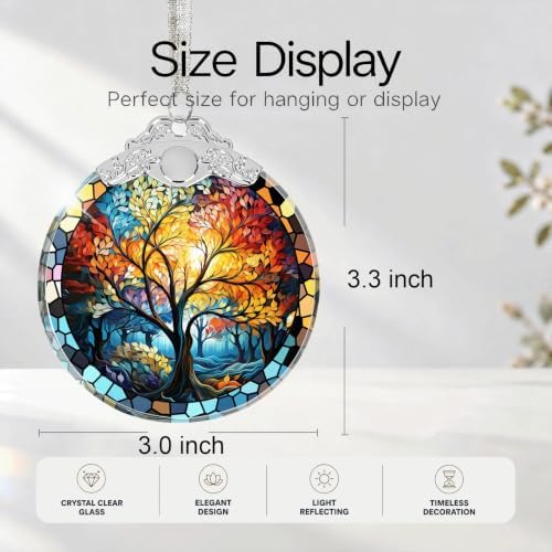 Tree of Life Crystal Glass 3" Hanging Ornament - Christmas Decor Gift & Holiday Keepsake Present Idea, alternate view 2