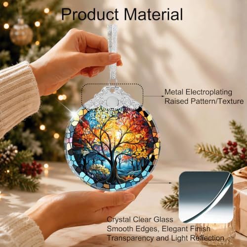 Tree of Life Crystal Glass 3" Hanging Ornament - Christmas Decor Gift & Holiday Keepsake Present Idea, alternate view 3