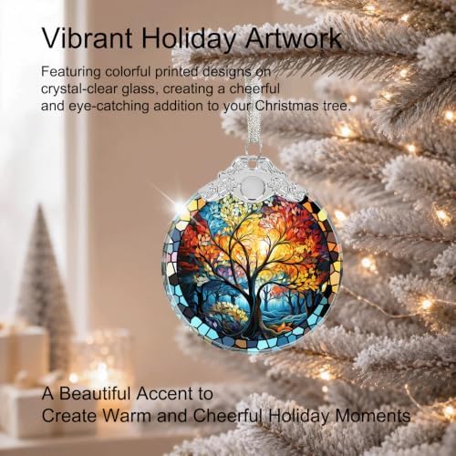 Tree of Life Crystal Glass 3" Hanging Ornament - Christmas Decor Gift & Holiday Keepsake Present Idea, alternate view 4
