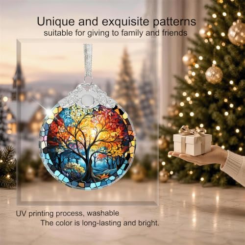 Tree of Life Crystal Glass 3" Hanging Ornament - Christmas Decor Gift & Holiday Keepsake Present Idea, alternate view 5