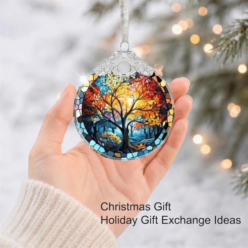 Tree of Life Crystal Glass 3" Hanging Ornament - Christmas Decor Gift & Holiday Keepsake Present Idea, alternate view 6