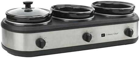 Triple Slow Cooker, Buffet Server 2.5qt x 3 Pot, Food Warmer - Stainless