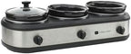 Triple Slow Cooker, Buffet Server 2.5qt x 3 Pot, Food Warmer - Stainless