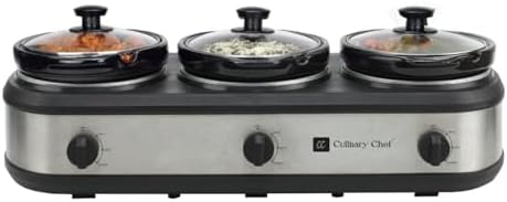 Triple Slow Cooker, Buffet Server 2.5qt x 3 Pot, Food Warmer - Stainless, alternate view 3