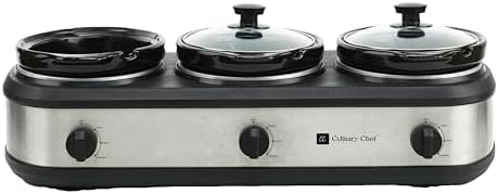Triple Slow Cooker, Buffet Server 2.5qt x 3 Pot, Food Warmer - Stainless, alternate view 4