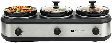 Triple Slow Cooker, Buffet Server 2.5qt x 3 Pot, Food Warmer - Stainless, alternate view 5