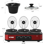 Triple Slow Cooker Buffet Server, 3 x1.5 QT Triple Ceramic Pots Food Warmer with Individual Temp Controls, alternate view 3