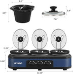 Triple Slow Cooker Buffet Server, 3 x1.5 QT Triple Ceramic Pots Food Warmer with Individual Temp Controls, alternate view 3