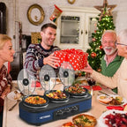 Triple Slow Cooker Buffet Server, 3 x1.5 QT Triple Ceramic Pots Food Warmer with Individual Temp Controls, alternate view 6