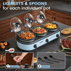 Triple Slow Cooker Buffet Server and Food Warmer 3x1.5 Quart Individual Temp Control With Lid Rests & Spoons, alternate view