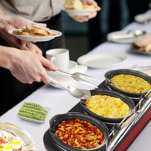 Triple Slow Cooker Buffet Servers and Warmer,3 Pot Food Small Mini Manual Slow Cooker with Adjustable Temp, alternate view 2