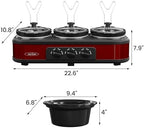 Triple Slow Cooker Buffet Servers and Warmer,3 Pot Food Small Mini Manual Slow Cooker with Adjustable Temp, alternate view 3
