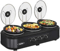 Triple Slow Cooker Buffet Servers and Warmer,3 Pot Food Small Mini Manual Slow Cooker with Adjustable Temp