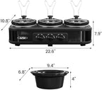 Triple Slow Cooker Buffet Servers and Warmer,3 Pot Food Small Mini Manual Slow Cooker with Adjustable Temp, alternate view 3