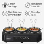 Triple Slow Cooker Buffet Servers and Warmer,3 Pot Food Small Mini Manual Slow Cooker with Adjustable Temp, alternate view 5