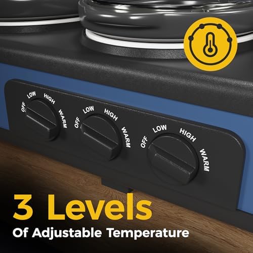 Triple Slow Cooker Buffet Servers and Warmer, Large 3 Pot Food Small Mini Manual Slow Cooker with Adjustable, alternate view
