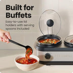 Triple Slow Cooker & Food Warmer, Three Crock Slowcooker with 2.5 Qt. Ceramic Crocks, 7.5-Quart Total Capacity, alternate