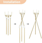 Tripod Flower Display Stand, 31.5" Tall, 2 Pcs, for Grand Opening in 31.5"/39.4" in Metallic Gold, alternate view 4