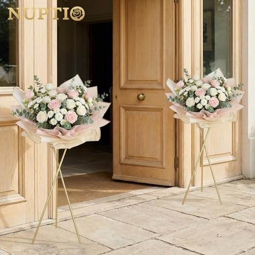 Tripod Flower Display Stand, 31.5" Tall, 2 Pcs, for Grand Opening in 31.5"/39.4" in Metallic Gold, alternate view 6
